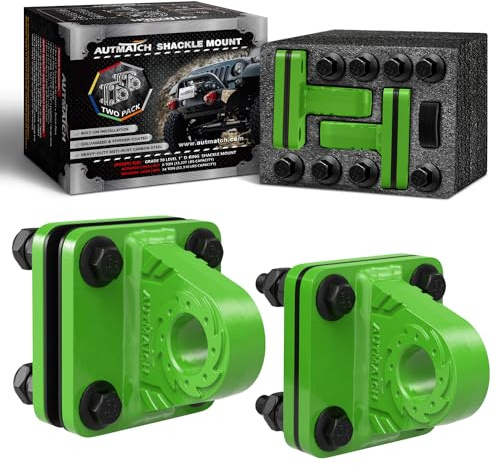 AUTMATCH D Ring Shackle Mount with Backer Plate (2 Pack) - Bolt On Clevis Mount Bumper Shackle Bracket, Max 24T (52,910 Lbs) for Bumper, Bucket, Trailer, Truck, Green