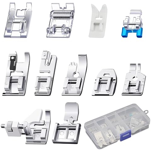 Delsen 11 Stück Nähfüsse Multifunktions Nähfuß,Edelstahl Nähfuß,Rolled Saum Presser Fuß Fit Für Nähmaschine Von W6, Brother, Singer, Privileg, Janome, Husqvarna Und Mehr