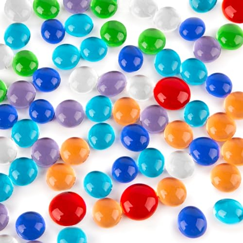 HAKACC Glasnuggets bunt, 450g Glassteine Deko Glassteine bunt Muggelsteine Mosaiksteine zum basteln ca. 12-15mm (160-180 Stück)