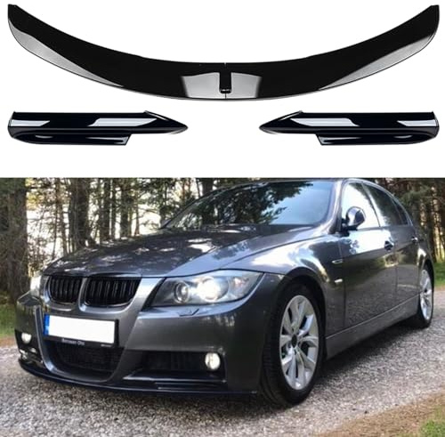 Für BMW 3er-Serie E90 E91 M-Tech Pre-LCI 2005–2008 Frontstoßstangen-Spoiler-Lippen-Kit, glänzend schwarz