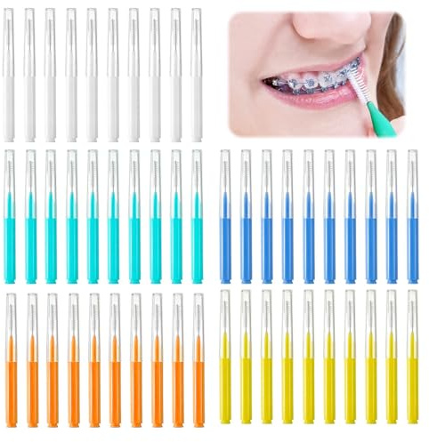 50 Stück Interdentalbürsten Bunt, Jisrcha Zahnzwischenraumbürsten, Zahnzwischenraumreiniger Bürste mit Rutschfestem Griff, Zahnreinigung Zwischenräume Erhaltung der Mundgesundheit (50)