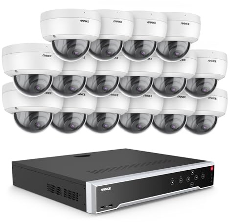 ANNKE 32 CH 4K POE - Kit di sorveglianza da 5 MP NVR (senza disco) e 16 telecamere di sorveglianza IP con audio, vandalismo IK10, visione notturna, accesso remoto, allarme di movimento
