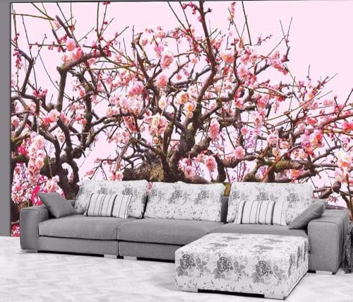 Tzxztt Peach Tree Pink Peach Modern 3D Wallpaper Embossed Silk Neutral Tones Material Ideal for Living Room Bedroom-150cm×105cm