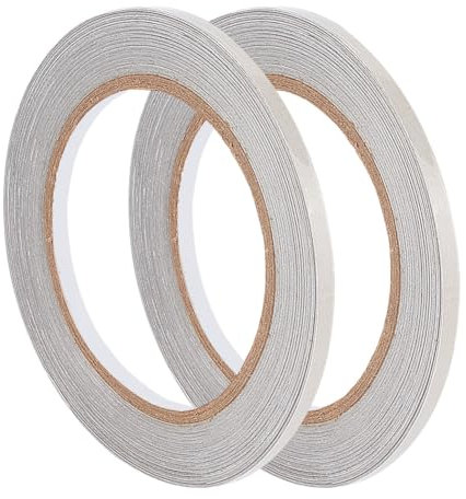 DELORIGIN 2 rotoli da 40 m di nastro biadesivo argentato conduttivo 5 mm x 20 m nastro adesivo ad alta schermatura Fibra adesiva per schermatura EMI per avvolgere cavi e cablaggi