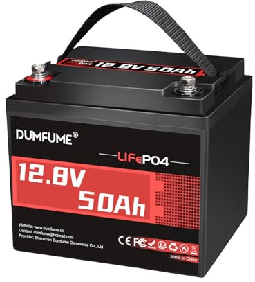 Dumfume 12V 50Ah LiFePO4 Lithium Batterie mit 50A BMS, 640Wh, 4000+ Zyklen, Niedertemperaturschutz - Perfekt für Wohnmobil, Solar Inselanlage, Camping und Notstromversorgung