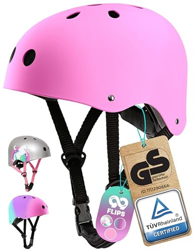 99FLIPS Skaterhelm für Kinder & Mädchen - auch als Fahrradhelm geeignet - Größe S/M (52-58cm), Pink