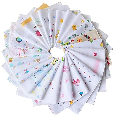 MOLUCKFU 10stücke Baumwolle Spucktücher Mit Cartoon-muster Weiche Mulltücher Für Füttern Und Baden Von Neugeborenen Zufällige Designs