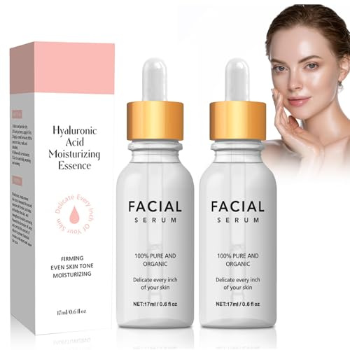 Eazerom 01 17ml*2 Hyaluron Serum,Gesichtspflege Männer und Frauen,Hyaluronsäure serum für das Gesicht mit Anti-Falten-Wirkstoffen,Hyaluronsäure Gesichtsserum, Feuchtigkeitsspendendes Serum