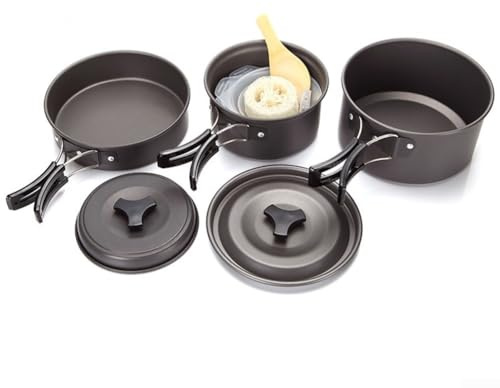 ZAMETTER Portable Mountaineering Pot, Camping Picnic Barbecue Pot Set Portable Camping Cookware Set