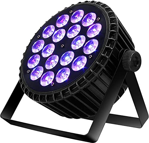 SHEHDS LED Par Scheinwerfer, 18x18W LED Bühnenlicht RGBWA+UV 6-in-1, DMX Steuerung Mit Soundsteuerung, DJ Lichteffekt Discolicht Partylicht Für Bühne Disco DJ Licht Show (18x18W-RGBWA+UV)