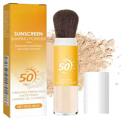 Spf Powder Sunscreen Setting Powder Mineral Brush-Oil Control Mineral Setting for Scalp and Face, SPF50 - Face Sunblock Travel Size, Breathable for All Skin