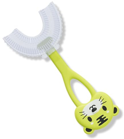 KEQAR 1 Pezzo Spazzolino Bambini a Forma di U, Testina Morbida in Silicone, Pulizia 360° per Denti e Gengive, Massaggio Delicato, Igiene Completa (2-6 Anni)