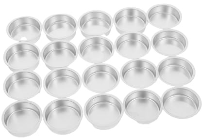 Cabilock 20 pièces Lot de Coupelles à Bougies Aluminium Argenté Supports Ronds sans Bords Tranchants pour Fabrication DIY pour Mariages Anniversaires et Décorations de Table
