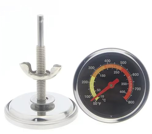 Meat Thermometer, Stainless Steel Oven Use, Analog Dial Dual Scale With Color Zones, for Beef Poultry Pork Large Readout Round Gauge Kitchen Cooking