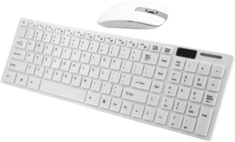 Clavier Souris sans Fil 2, 4g Ultra Fin pour Ordinateur et Tablette | Plastique Blanc, Format Portable Facile à Transporter, Usage Maison ou Extérieur, avec Housse Clavier