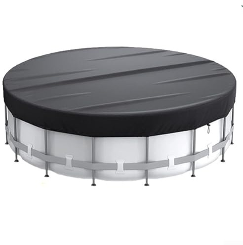 Oniissy Copertura solare rotonda per piscine fuori terra, pieghevole, protezione antipolvere per piscina all'aperto, con design con coulisse, materiale in poliestere 210D in argento (nero, 1,8 m)