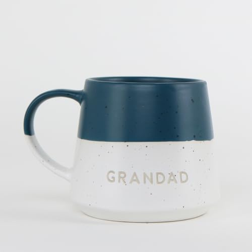 Personalised Two-Tone Ceramic Coffee Mug, 370ml Stoneware, Laser Engraved Names, Speckled Dipped Design, Microwave and Dishwasher Safe, Perfect for Family Gifts (Navy Blue)