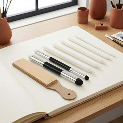 9 Stück Zeichnen Bleistift,Mischschwamm Stift,Dual-Tip Blender Stifte,Mischstümpfe Und Tortillions Wiederverwendbare Zeichenkunst Mischwerkzeuge Skizzen,Für Abwischen Korrigieren