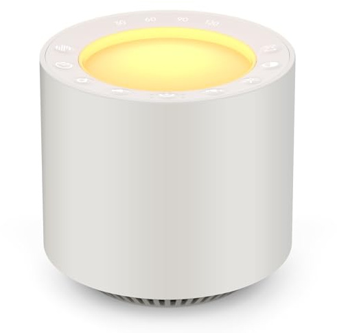 JBER Machine à bruit blanc avec thérapie par la lumière rouge, 38 sons apaisants et Shusher, appareil sonore pour aide au sommeil, 6 modes de veilleuse, 10 luminosités, 4 fonctions de mémoire de