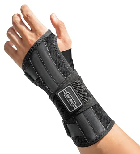 Rakiie Handgelenkstütze, Handgelenk Bandagen Nachtschale für Verstauchung & Zerrung, Handbandage für Damen & Herren (Linke Hand, M, Grau)