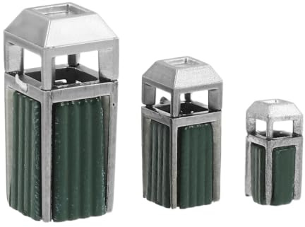 LRXIYODE 3 St Miniatyr Avfallskärl med Lock Stora Mini Skräpbehållare för Dockhus Arkitekturmodell och Sandbordsdekoration Realistiska Mini Skräpplock för Desktop Scener