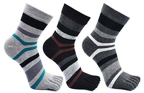 Teenloveme Hombres Calcetines Cinco Dedos Separados: Calcetines del dedo del pie para Deportes Ciclismo Correr 3 pares