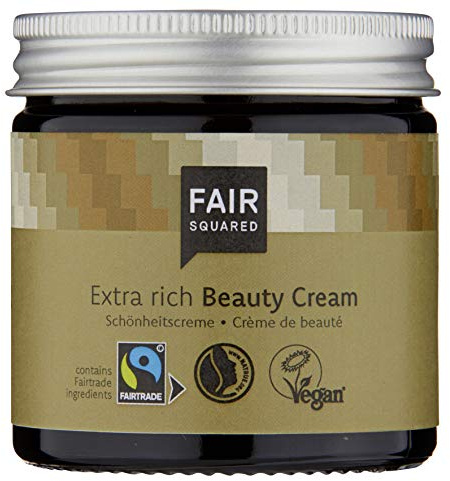 FAIR SQUARED Beauty Creme Argan 50 ml - Hautcreme Intensivpflege für sehr trockene Haut - Vegane Fairtrade Naturkosmetik im Zero Waste Pfand-Glastiegel