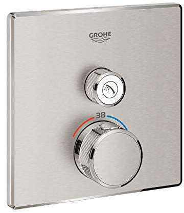 GROHE Grohtherm SmartControl | Brause-& Duschsysteme - Thermostat mit 1 Absperrventil | Fertigmontageset für Rapido SmartBox | supersteel | 29123DC0