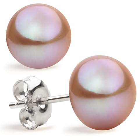 Damen Perlenohrringe Rosa Süßwasser Zuchtperlen Knopfform Lavendel Rosa Farbe SECRET & YOU - Perlen Ohrstecker Sterling Silber 925 - Erhältlich in 4 Größen von 8-11 mm