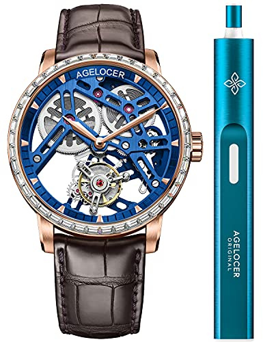 Agelocer Tourbillon - Reloj de pulsera mecánico de cuero para hombre, RI: 9004F2, Mecánico