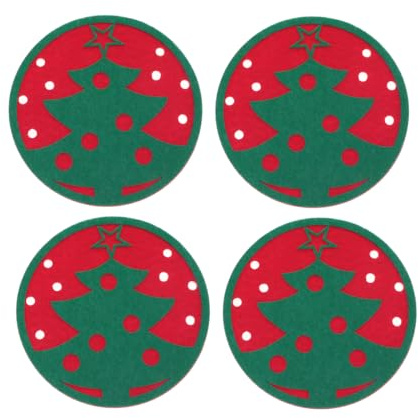 4 Pièces Dessous De Verre pour Table Basse Dessous De Verre De Tapis De Tasse en Feutre sous-Verres Absorbants Décoration De Dîner De d'hiver Porte-gobelet Noël
