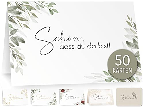 luftundliebe 50 Tischkarten Hochzeit, Namensschilder Hochzeit, Platzkarten Hochzeit, Tischkarten Geburtstag, Namenskarten Hochzeit – Eukalyptusdesign grün