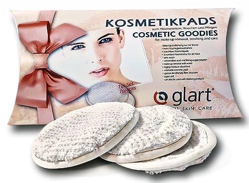 Glart 44AP Cotons démaquillants lavables avec sac de lavage, beige et blanc (lot de 7)