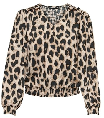 ONLY Donna Onltiana L/S Smock Top Wvn Noos Camicetta Cloud Dancer/AOP: VIMA Leo, S