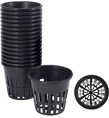 25 macetas de red hidropónica, cestas hidropónicas, plantas de cultivo, taza de plástico, para jardín hidropónico, plantación, balcón, cultivo de soilless, negro (8,5 x 7 cm)