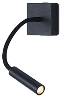 SXYSXYSXY Flexible Schwanenhals Wandleuchte Leselampe 360 ° Drehfunktion Wandlampen Nachttischlampe Spotlight Nachtlicht Warmweiß 3000K 3W Schwarz Wandmontage Schlafzimmer Bettleuchte