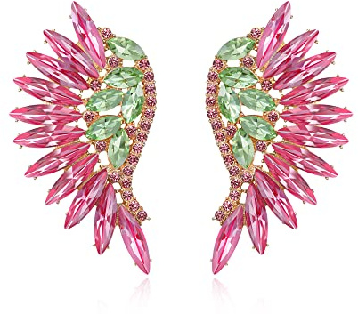 EVER FAITH Pendientes Mujer Cristal con Diamantes de Imitación en Forma de Marquesa de Ala de Ángel para Niñas