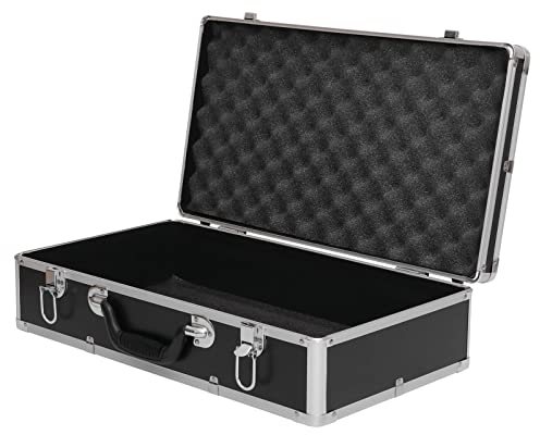 DOITOOL Aluminium Tool Case, Flight Case With Padded Foam, Lockable Storage Toolbox, Portable Carrying Metal Storage Box for Measurement Instruments (500 x 280 x 130mm, Black)