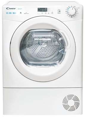 CANDY - Sèche-Linge Pompe à Chaleur - Capacité de Chargement 8 Kg - Classe Énergétique E - Connectivité NFC, Départ Différé, Bac à Eau Easy Case - Blanc - 85 x 59,6 x 58,5 cm - Modèle CSE H8A1LE-S