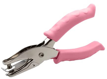 Perforatrice Bucatrice Foro Singolo 6mm per Carta A4 in Acciaio Inossidabile Perforatore Punzonatore Fai da Te Ufficio Casa Scuola, Impugnatura in Gomma Antiscivolo (PERFORATRICE, ROSA)
