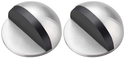 Door Stops,2 Pack Door Stopper Wall Mounted Doorstop Heavy Duty Stainless Steel Door Protector Self Adhesive Bumper for Floor Wall