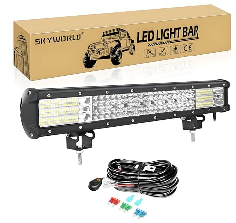 SKYWORLD 20 Zoll LED Nebelscheinwerfer 510W, Spot-Flut-Kombistrahl, IP67 Wasserdicht, mit Kabelbaum, für 4x4 Offroad Auto Traktor SUV KFZ Fahrzeuge