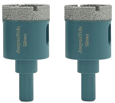 Dry Diamond Core Drill Bit - JeeynoTols 2pcs/Pack 1 1/4 (32mm) Diamond Hole Saw Tile Core Drill Bit with Triangle Shank for Porcelain Granite Marble Ceramic Stone