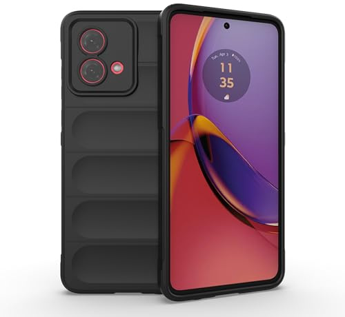 ESTH® Funda Silicona Líquida para Motorola Moto G84 5G con Protección Antigérmenes, Carcasa Antichoque de Grado Militar con Revestimiento de Microfibra Suave, Negro