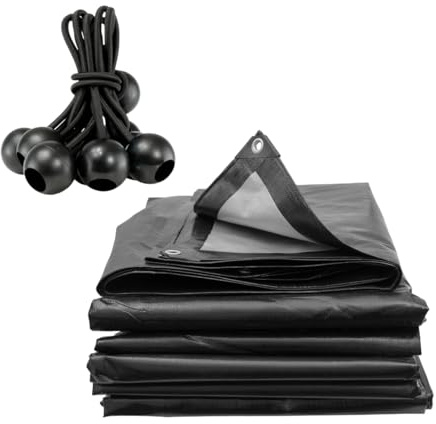 Tarpaulin Extra Heavy Duty Waterproof Cover Tarp Ground Sheet Mesh 250GSM + 6 Free Bungee (3m x 5m)