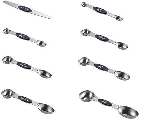 LIFKOME Cucharas Medidoras De Acero Inoxidable Cucharas Medidoras De Doble Extremo Herramienta Para Hornear Casa