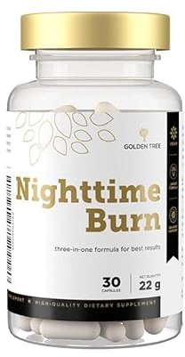 Golden Tree Nighttime Burn Capsules for Women & Men - with L-Carnitine, Neopuntia, Valerian Root, Niacin, Vitamin B6 - Caffeine-Free Thermogenic Supplement, 30 Capsules
