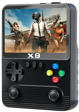 Fiorky Handheld Game X9 Console de Jeu Portable 2000 mAh/6000 mAh Écran IPS 3,5 Pouces Mini Machine de Jeu vidéo avec Carte 32 Go Double Joystick 3D 11 émulateurs pour PSP Cadeau Enfants