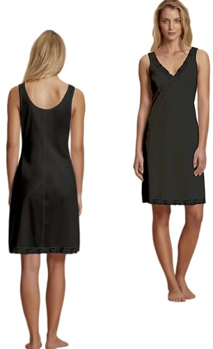 Sottoveste Lunga Classica con Pizzo (IT, Testo, 3XL, Regular, Regular, Nero)