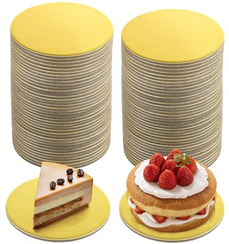 Tideme 80 Pcs Round Cake Boards, 4 Mini Circle Cake Bases, Cardboard Cake Plates, Non-Stick Coated Display Cakeboards, Heat-Resistant Small Cake Trays for Cupcake, Mousses, Desserts, Sliver